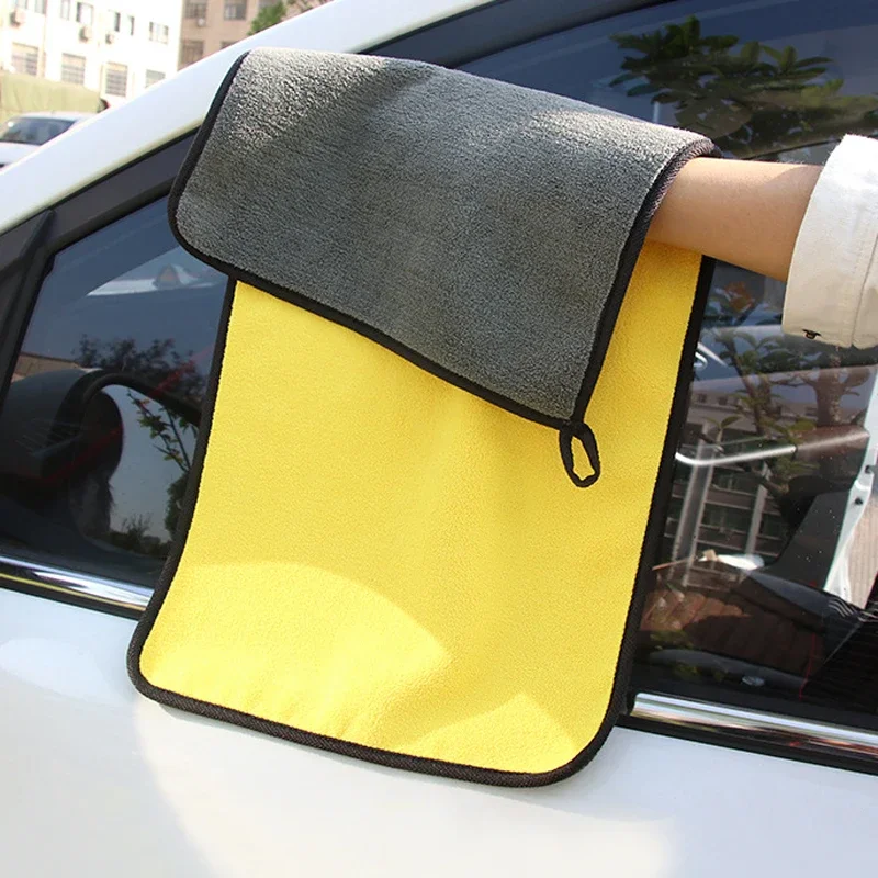 5pcs Microfiber Cleaning Towel Thicken Soft Drying Cloth Car Body Washing Cleaing Towels Double Layer Clean Rags 30/40/60cm