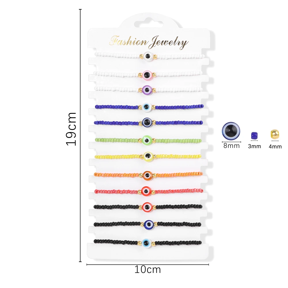 Colorful Natural Stone Adjustable Rope Bracelets - Handmade Bohemian Set with Cards (12 Pieces)