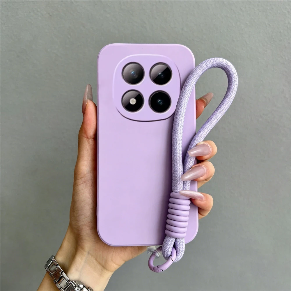Matte Soft Silicone Phone Case with Rope Lanyard Strap