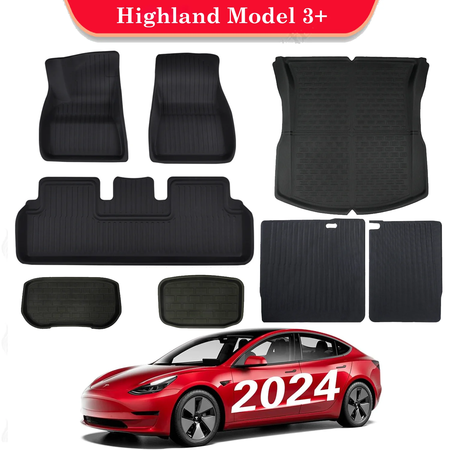 2024 Model 3 Highland Floor Mats All Weather Double Layer Flocking TP –  TESLAUNCH