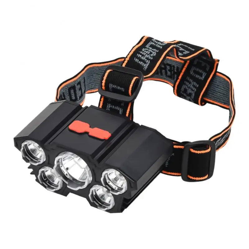 USB 충전식 LED 헤드라이트, 슈퍼 브라이트, 5 가지 작동 모드 헤드램프, 방수 헤드 마운트 손전등, 야간 낚시 하이킹용