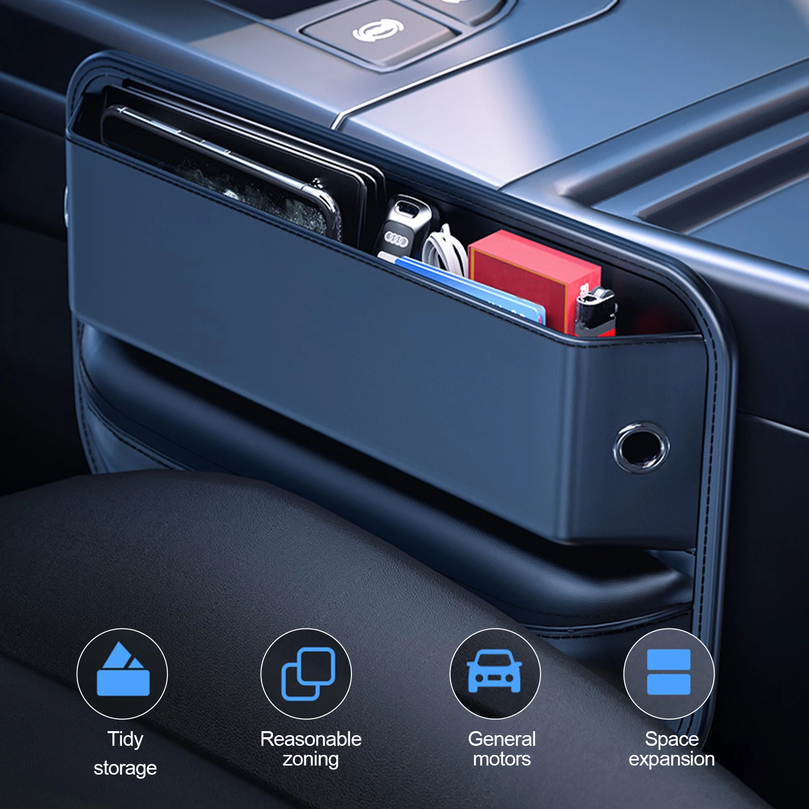 

Portable Car Front Seat Gap Filler PU Leather Storage Box Universal Car Console Side Seat Gap Car Interior Accessories
