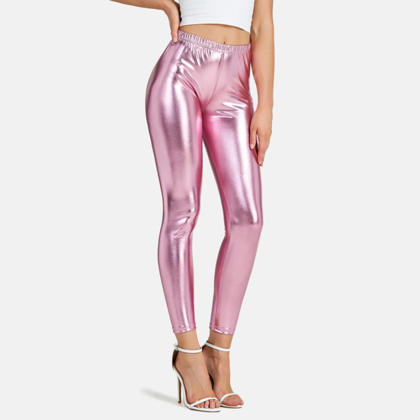 Mallas metálicas brillantes Punk para mujer, pantalones elásticos de  cintura alta con aspecto mojado para baile, fiesta, Club, carnaval,  Festival de Música, actuación - AliExpress