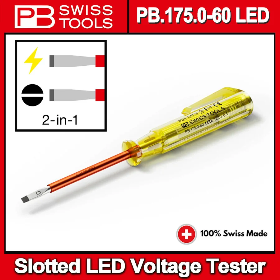 PB Swiss PB 175.0-60 LED 100-250 VAC Phase Tester & Slotted Screwdrive – Haus Of Tools