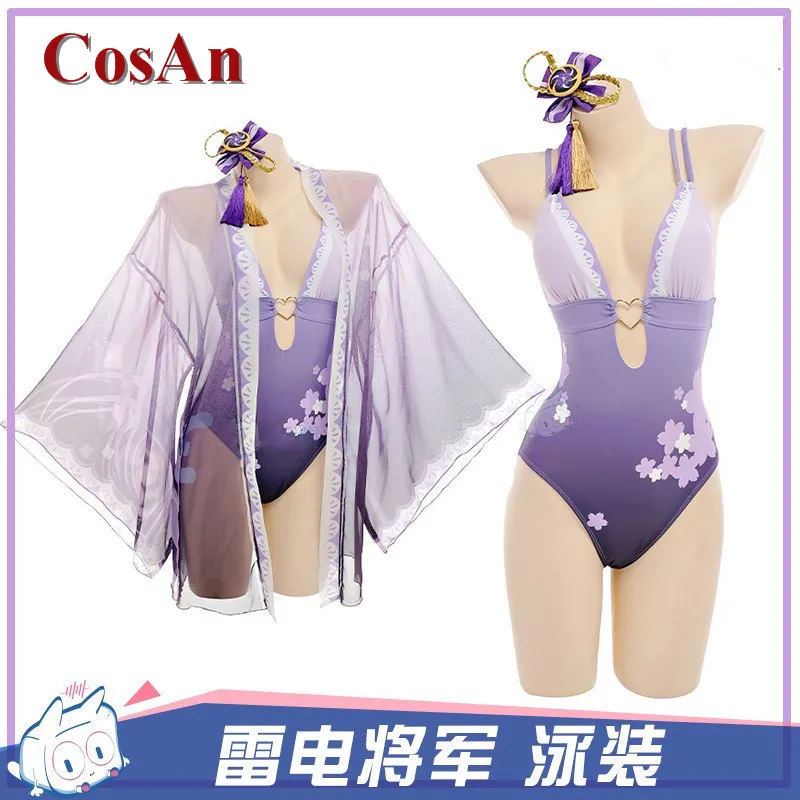 

CosAn Game Genshin Impact Raiden Shogun Cosplay Costume Sweet Hot Spring Jumpsuit Swimsuit Activity Party Role Play Clothing