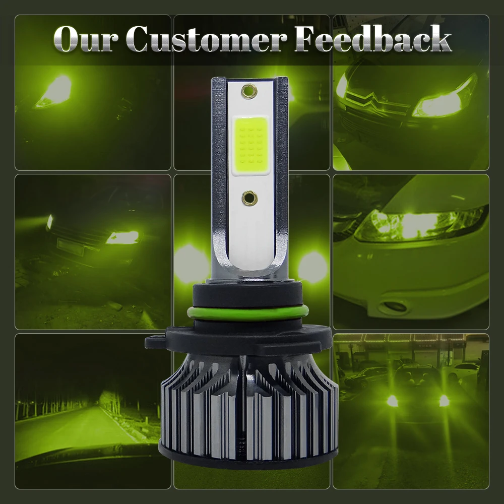 72W 16000LM Car Headlight H4 H7 H1 LED H8 H9 H11 12000K 6000K 6500K lemon green Auto fog Light H3 9005 HB3 9006 12V LED Bulb F2C led headlights