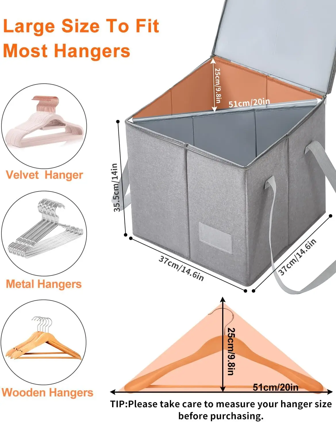 2 Pack Clothes Hanger Organizer Bag-Rigid Storage Containers with Lid for Dustproof 2