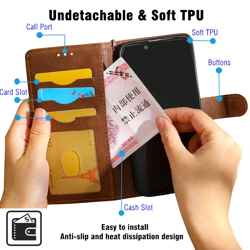 Leather & Silicone Flip Case
