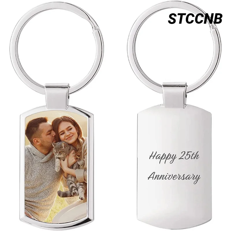 New DIY Stainless Steel Custom Keychain Personalized Color Printed Photo Backpack Pendant Souvenir Beloved Family Friend Gift