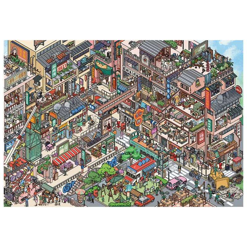 지아메이 플러스 사이즈 귀여운 3D 스트리트 뷰 스타일 미니어처 장면 스티커 DIY 핸드 스택드 스크랩북 재미있는 풍경 스티커