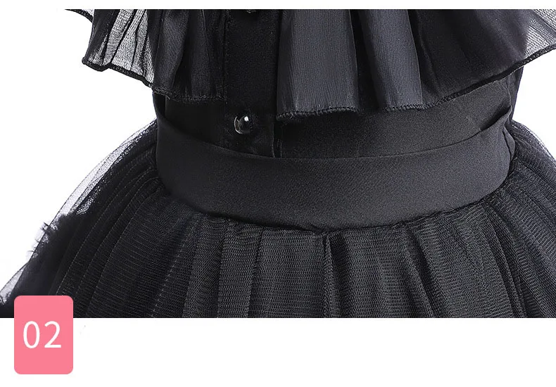 Mädchen Kleid Fantasia Wandinha Mittwoch Addams Familie Kostüm Mädchen Halloween Kleider Gothic Wind Vestidos Kinder Karneval Kleid – Detail 9