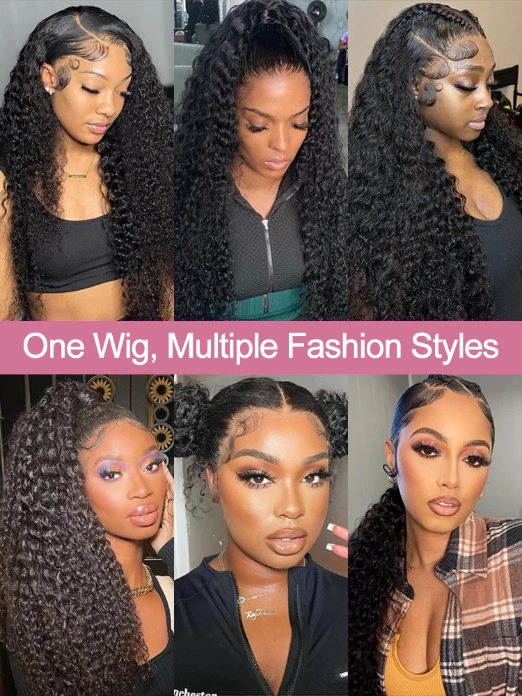 300% Density 40 46 Inch Deep Wave 13x6 HD Lace Front Human Hair Wigs 13x4 Frontal Wigs Water Curly Wigs For Women Raw Brazilian 5