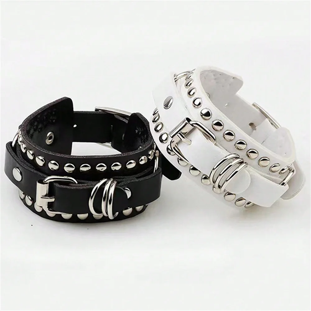 Punk Spikes Rivet Stud Wide Lederarmband Gothic Rock Unisex Armschmuck Männer Schmuck 1