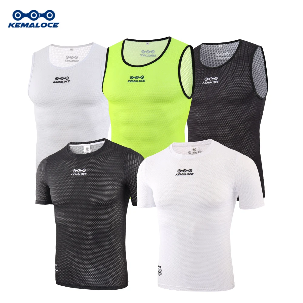 Men Cycling Base Layer Short Sleeces Mesh Quick Dry Cycle Undershirts Vest