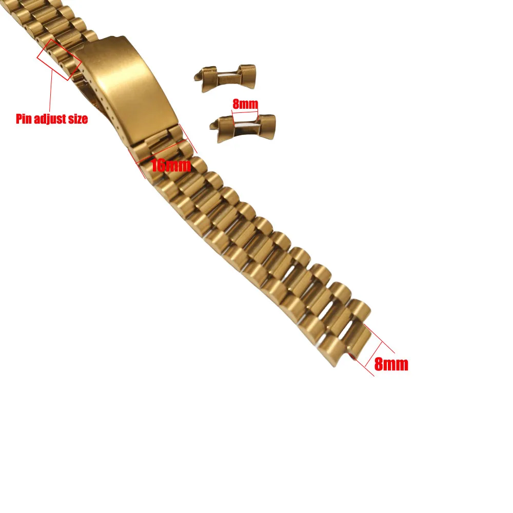 Silver Gold Stainless Steel Curved Endlink Watch Strap Bracelet