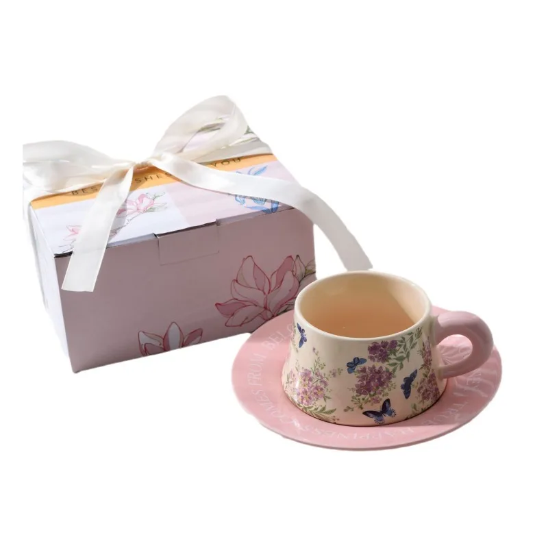 Purple Wisteria Coffee Cups Plates Antique Design Coffee Shop Wedding Gifts Gifting Souvenirs Gifts for People Exquisite Set