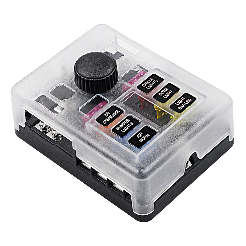 Enhanced Fuse Holder Box with 12 & 6-Way Blade Fuse Slots and Warning Indicator, 32V 100A Power Distribution Panel