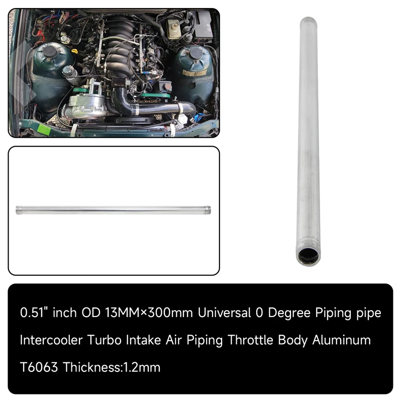 

Straight Aluminum 13mm-28mm /0.51''-1.1" Turbo Intercooler Pipe Piping Tubing Intake L=300MM