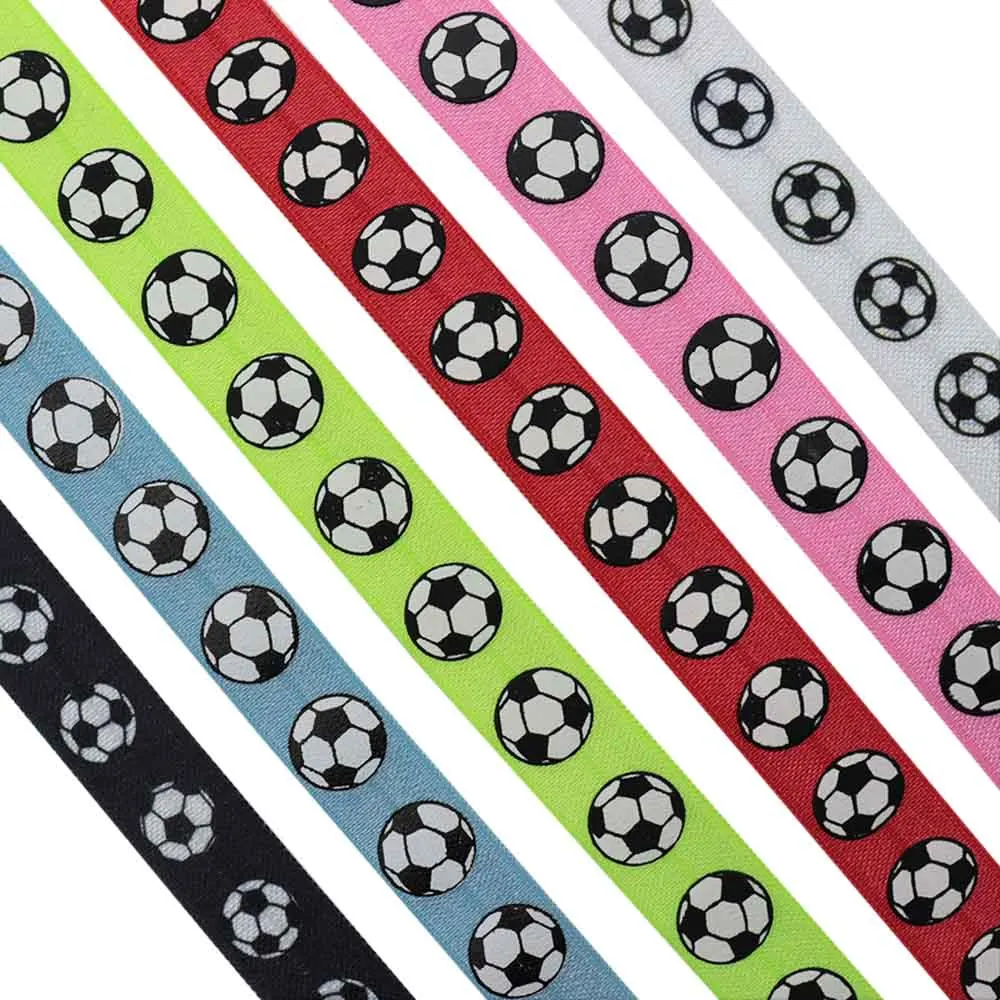 5/8" 15mm Soccer Football Sports Printed Fold Over Elastic Band FOE Ribbon For Sports Headband DIY Sewing Accessories