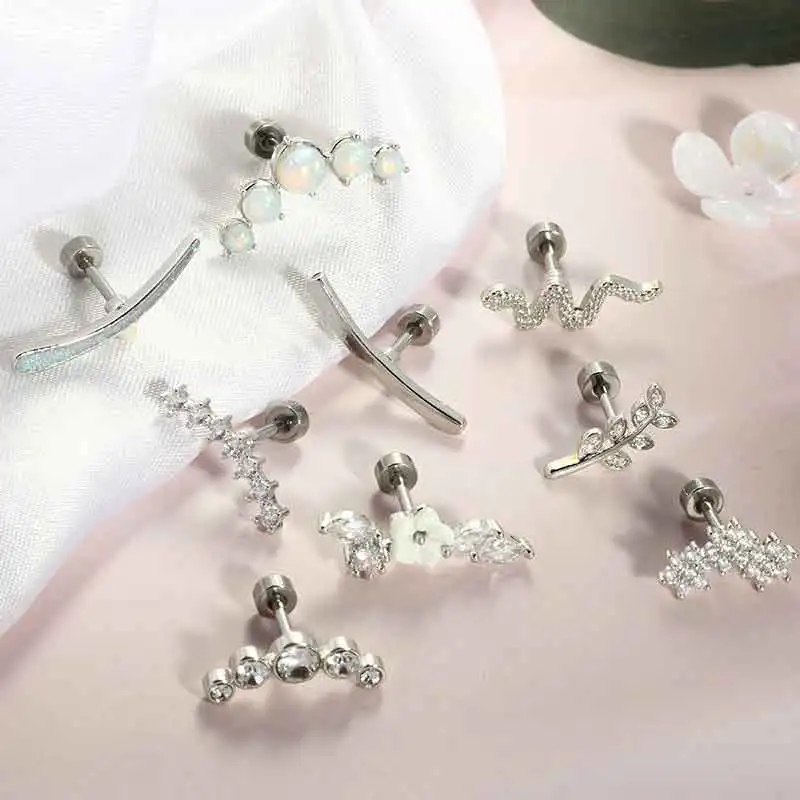 1pc  Flatback Stainless Steel Stud Earrings For Women Heart Screw Back Earrings Cartilage Earrings Sleep Hypoallergenic Earrings