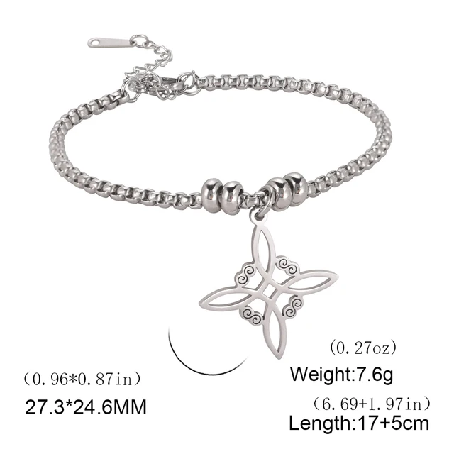 Dawapara – Bracelet à breloques avec nœud de sorcière pour femmes, amulette de Protection des nœuds celtiques, chaîne de perles en acier inoxydable, bijoux Wiccan de sorcellerie