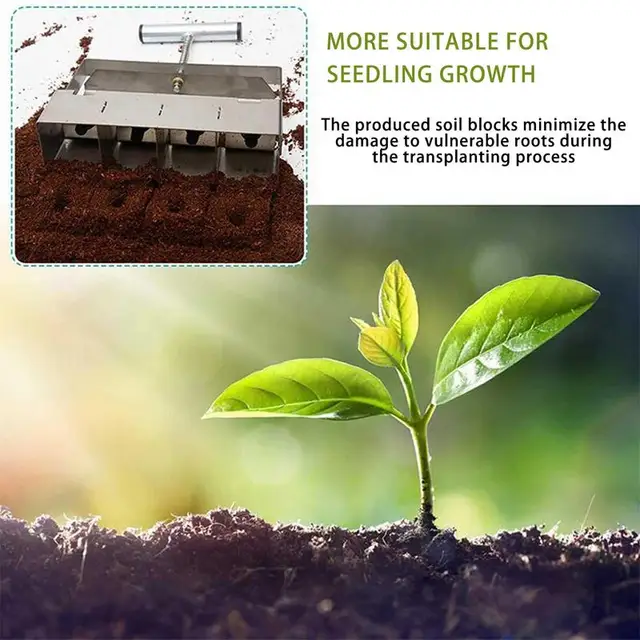 Talajblokk-Készítő 4 Lyukak Nagy Teherbírású 2 Hüvelykes Penész-Stop Szerszám Talajblokkoló Kényelmes Fogantyúval Palántával - Image 3