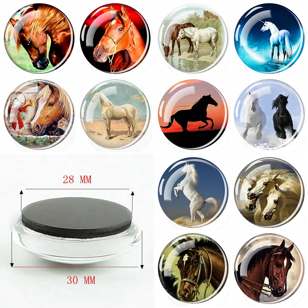 Magneti Da Frigorifero Con Motivo A Testa Di Cavallo Fine Cavallo Galoppo Vetro Cabochon Adesivi Magnetici Per Frigorifero Souvenir Decorazioni Per La