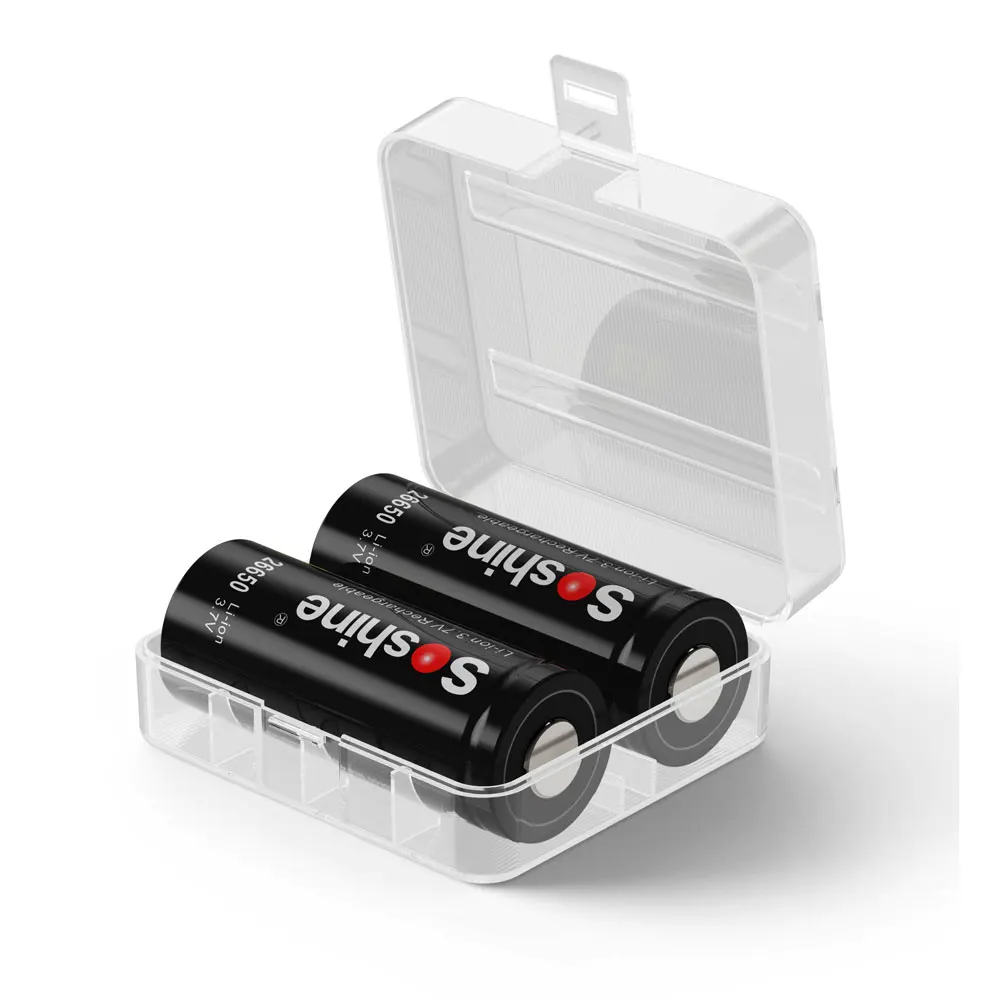 Soshine 26650 Battery Case 5Pcs Hard Plastic 26650 Slots Battery