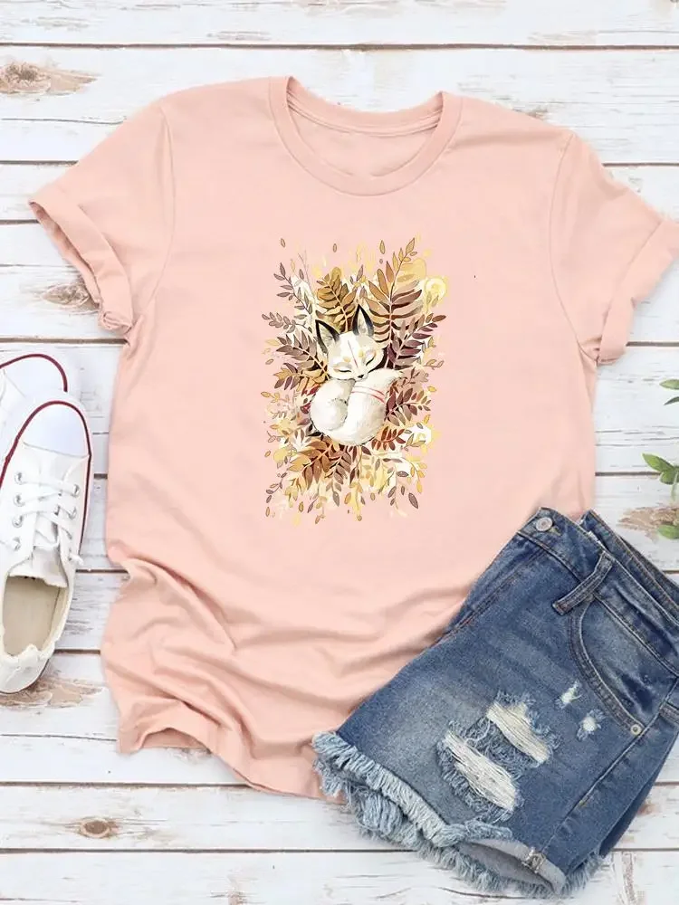 

Casual T Shirt Flower Style Wild Animal 90s Fashion Short Sleeve Clothes Women Female Summer Clothing Print Graphic Tee