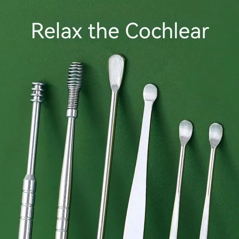 Medical Ear Pickers 6PCS Stainless Steel Ear Spoon 360 Degree Spiral Cleaning Keep Your Ears Clean & Healthy Ear Scoop Set 3