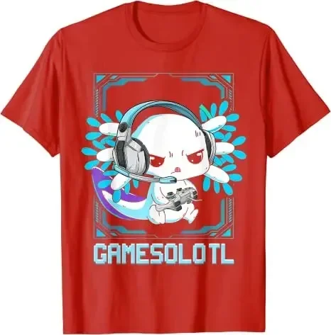 Axolotl Gaming Kids Boys Girls Kawaii Anime Video Game Pew Gamer T-Shirt Gift Cute Gamesolotl Graphic Tee Tops Teens Clothes 6