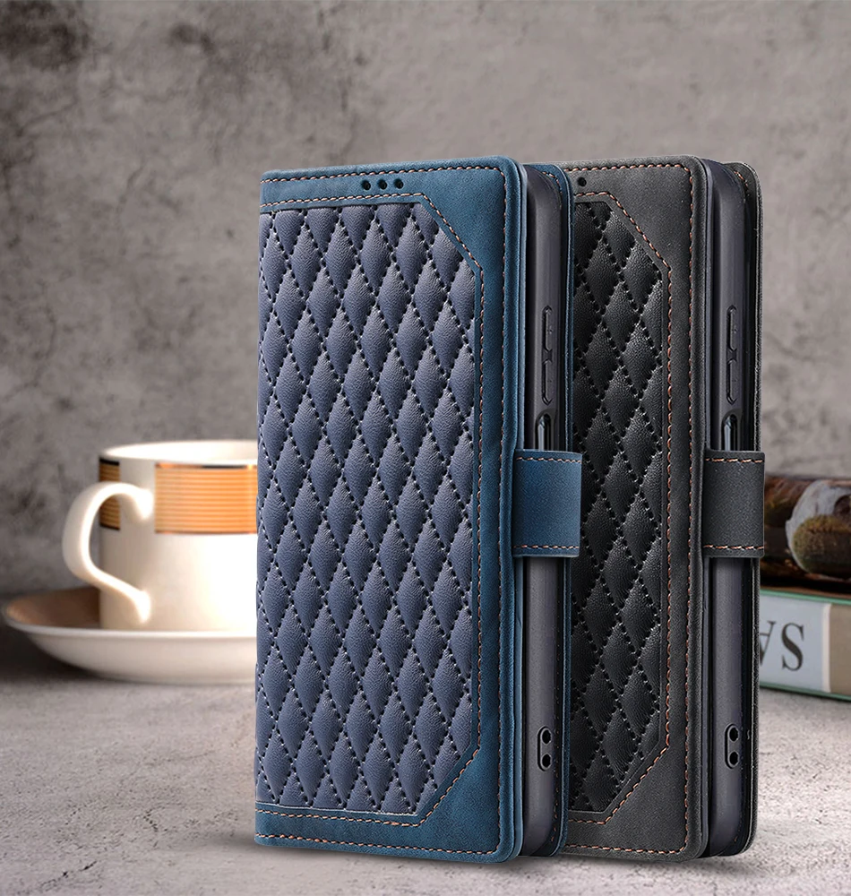 Premium PU Leather Flip Wallet Phone Case with Card Holder - Retro Business Style