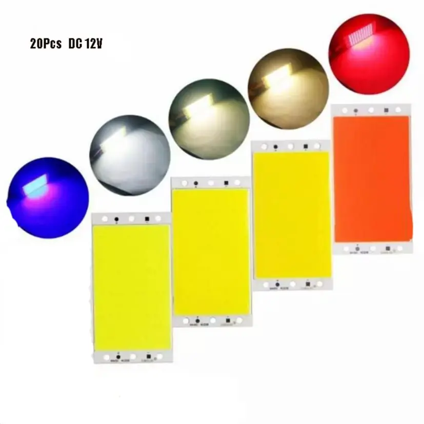 

20X 20W DC 12-14V COB LED Panel Light 94x50MM Ultra Bright Strip Lamp COB LED Board Lamp Cool Neutral Warm White Red Blue Green