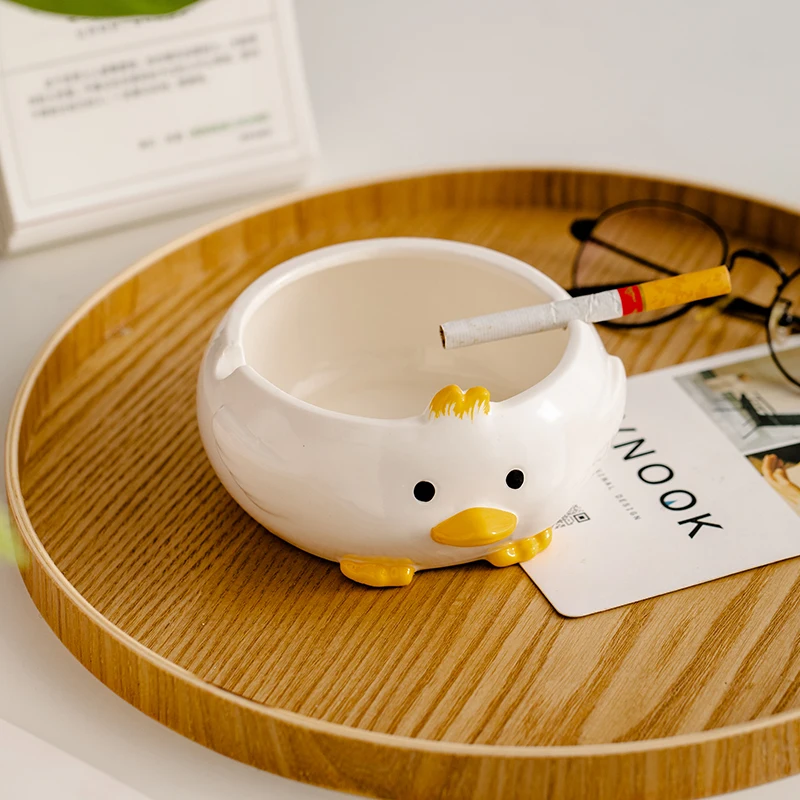 Cartoon Cute Duck Ceramic Decorative Ashtray Trend Personality Fashion Desktop Porch Home Decoration Storage 5