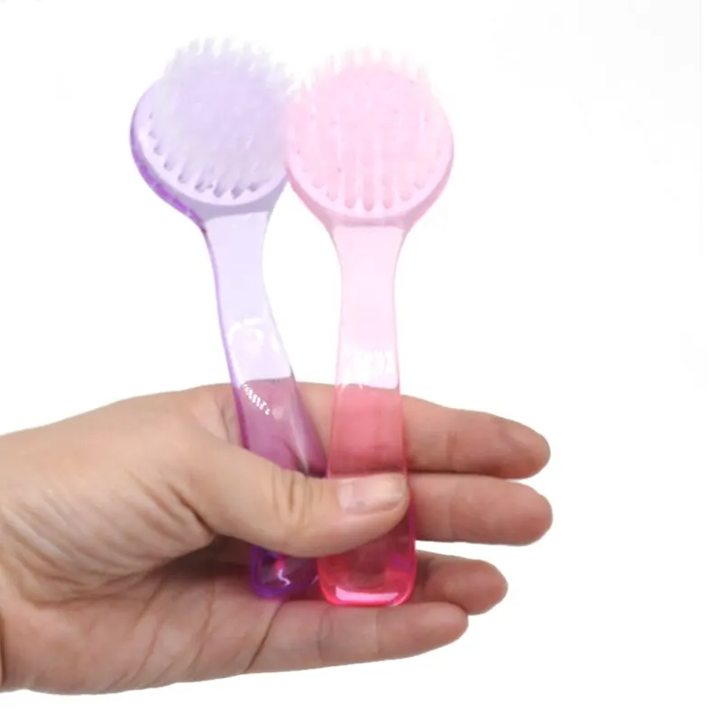 Nail Cleaning Brush New Plastic Nail Brush Soft Remove Dust Make Up Washing Brushes Dust Round Head Powder Clean With Cap Pedicure
