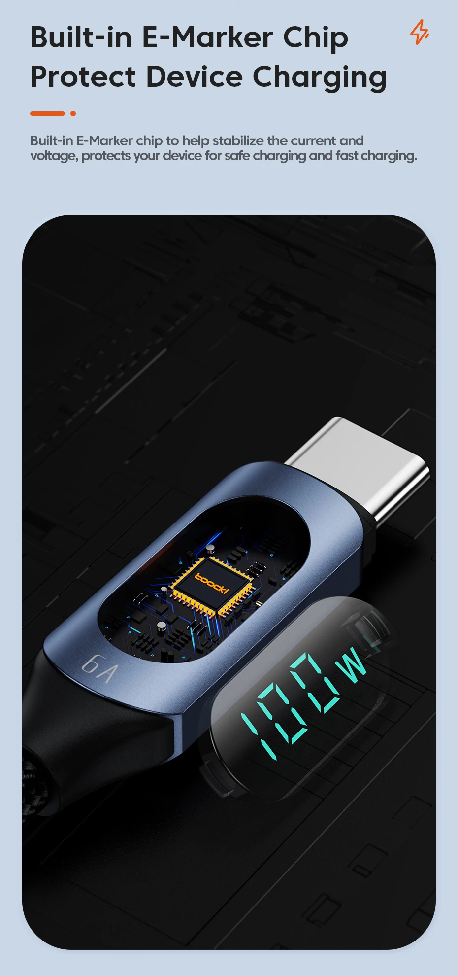 Toocki 100W Type C To Type C Cable Super Fast Charging Cable With Digital Display Type C USB Data Cable For Xiaomi Iphone16 poco