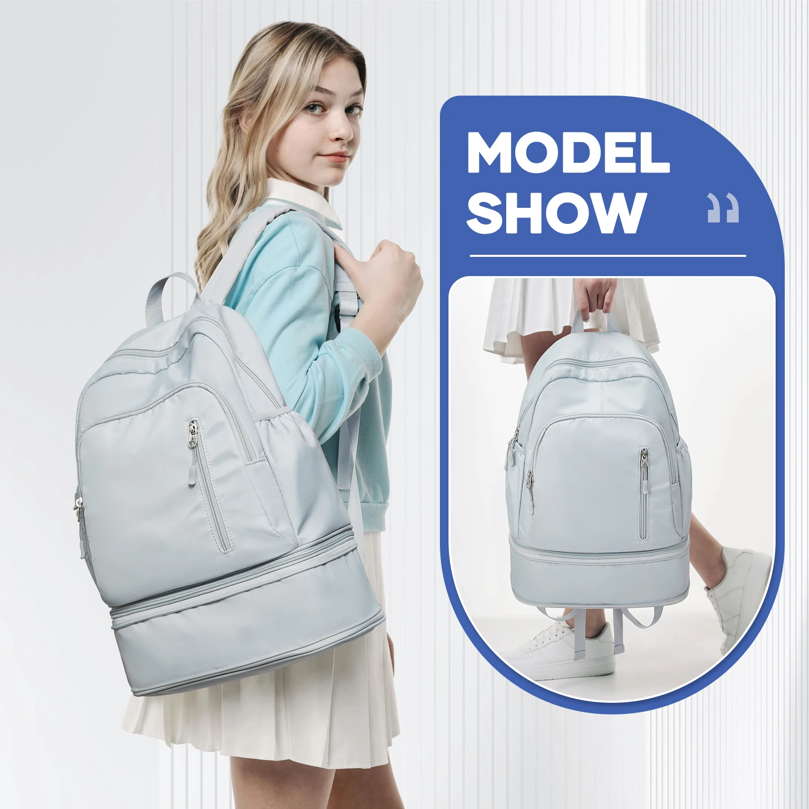 Women's Bag Gym Sports Backpack with Shoe Box, Laptop Travel Backpack, Swimming Fitness Bag, Yoga Bag Casual Overnight Backpack