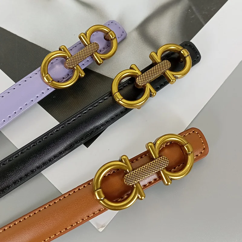 AA message fashion genuine leather belt for luxurious high-end women, designer elegant belt, women's slim jeans belt.