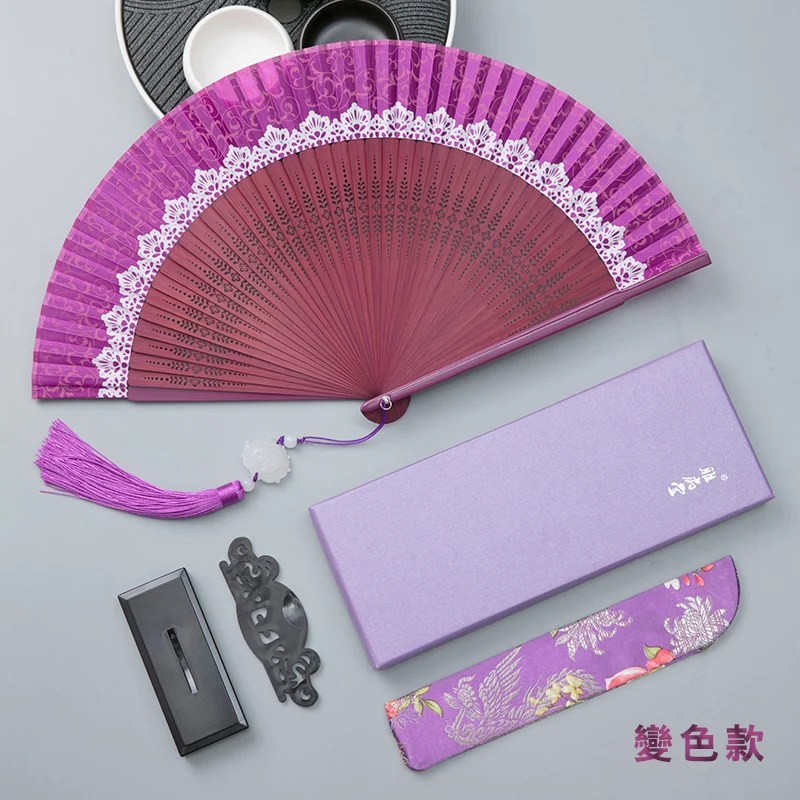 

Folding Fan Bamboo Fan Chinese Style Dance Hand Fan Decorated Exquisite Gift Box Wedding Fans Women's Daily Portable Fan