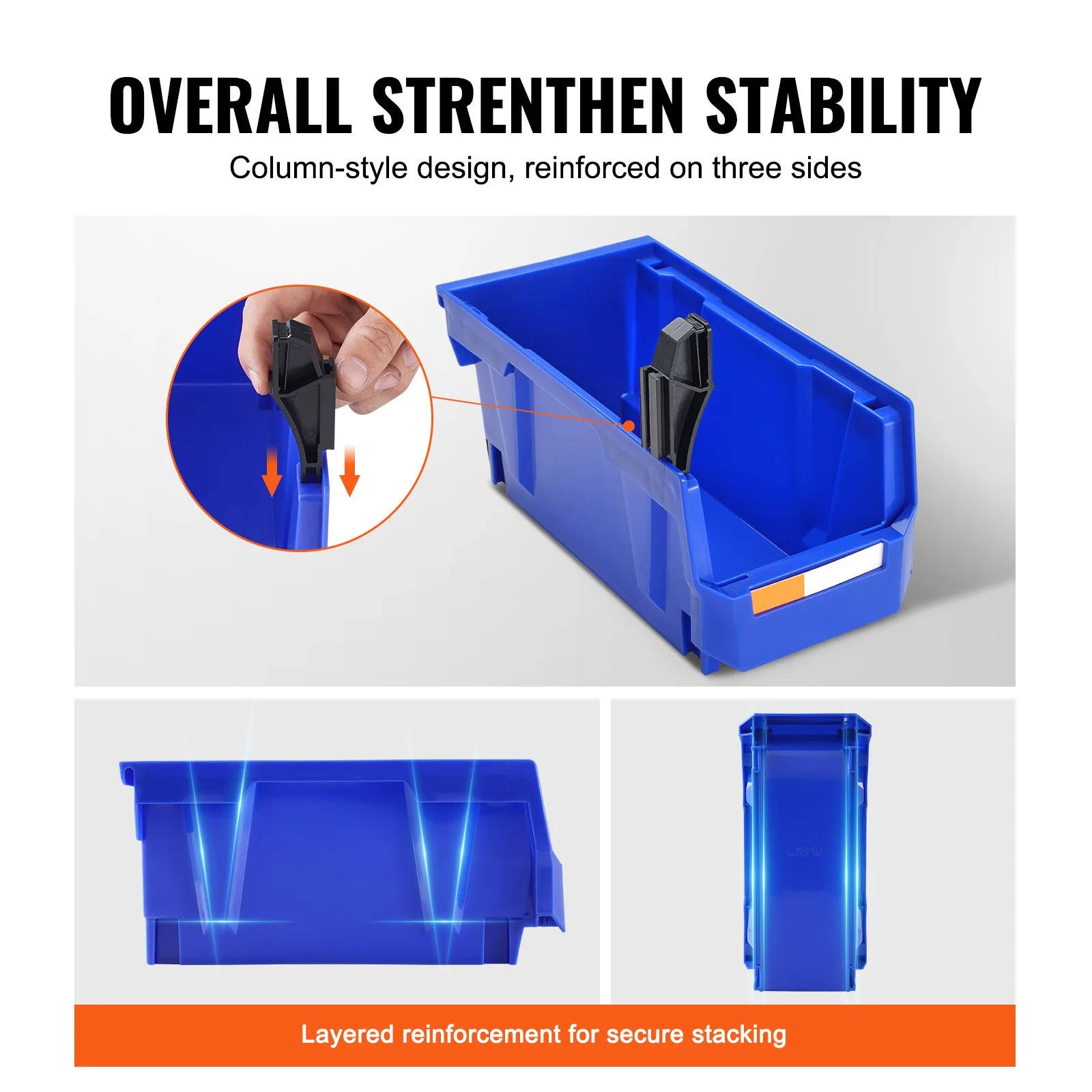 SucceBuy Parts Bin 12pcs 5x5x10in Blue/Red Stackable Plastic Garage Tool Storage Box Container Organizer Bin for Closet Garage