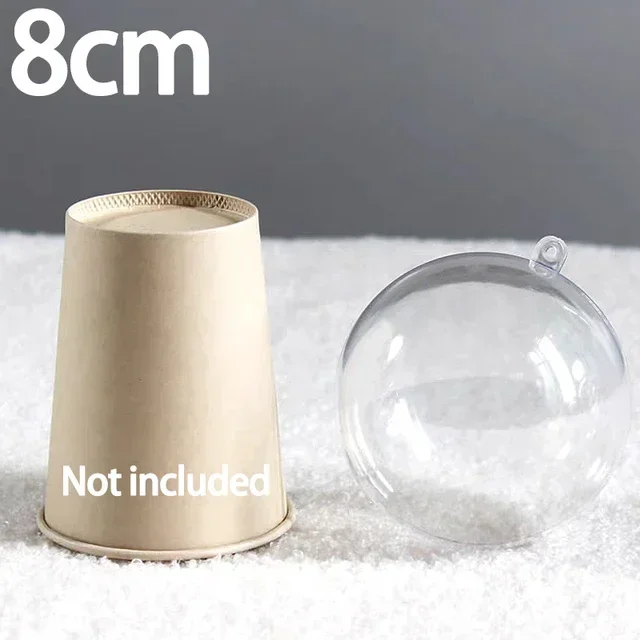 thumbnail image 1 of 1/24 piezas de bolas de plástico rellenables para hacer tú mismo, adornos huecos transparentes para colgar en el árbol de Navidad, caja de bolas abierta, decoración de regalo para fiesta de bodas, 1 of 5