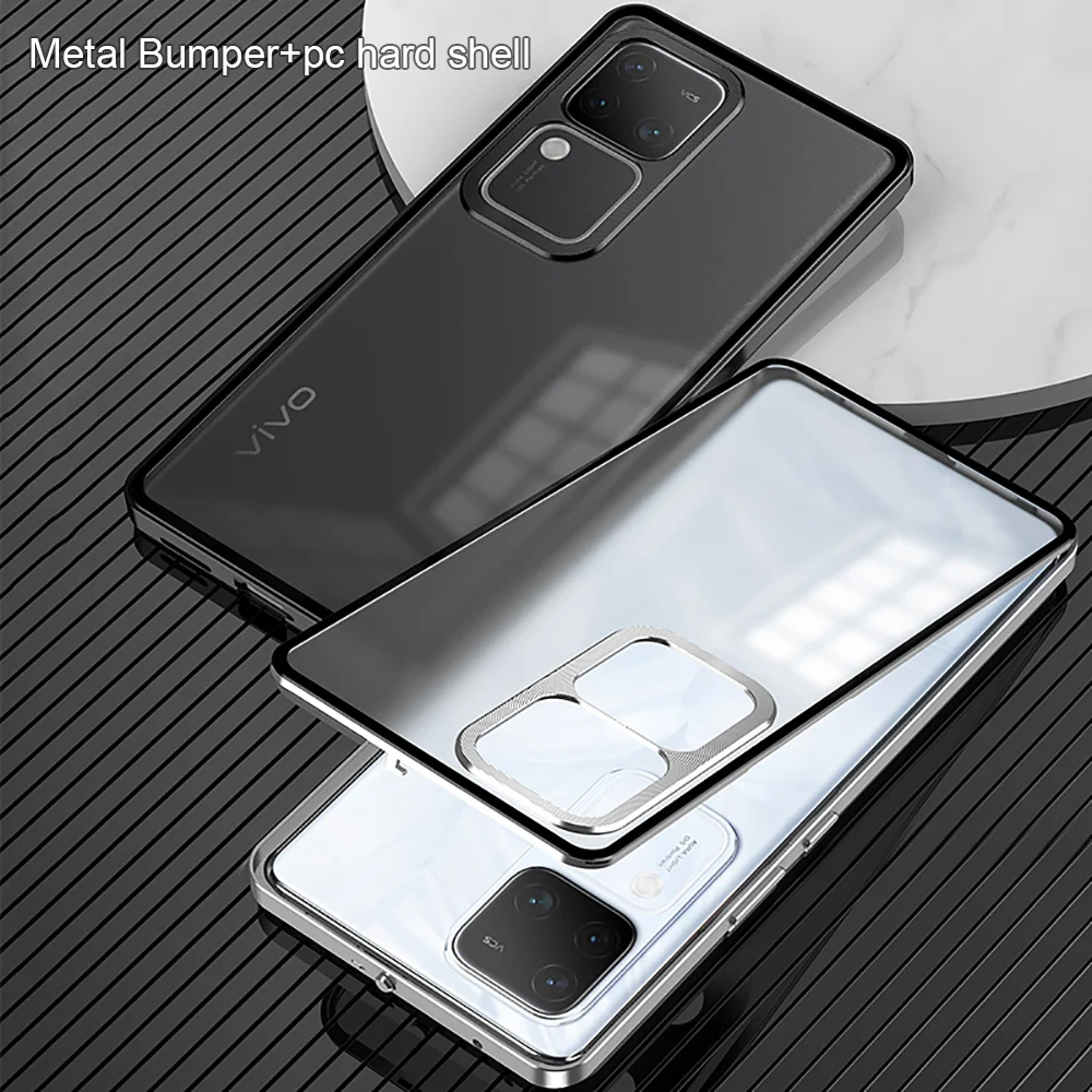

Роскошные гибридные магнитные чехлы из алюминиевого сплава для vivo S18 Pro, ударопрочный металлический бампер, защита для камеры, глянцевый чехол