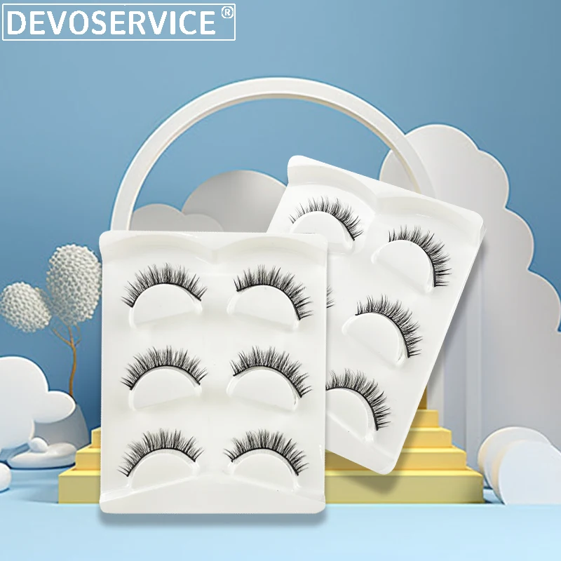 

DEVOSERVICE 3 Pairs Natural Sexy False Eyelashes Little Devil Fairy Lashes DD Curl 3D Mink Lash Makeup Eyelash Extension