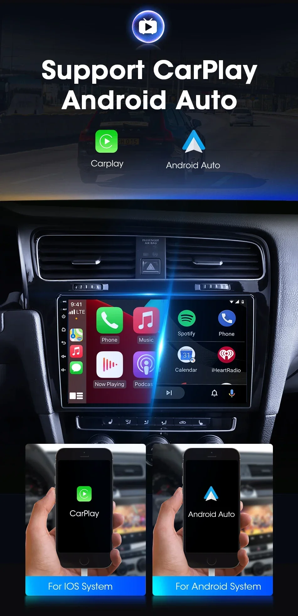 Drahtlose Carplay 2Din Android Auto Radio für Volkswagen VW Golf 7 2013-2017 Multimedia Player Stereo Navigation GPS DVD kopf Einheit – Detail 7