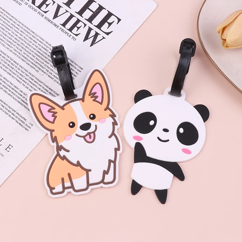 

1 шт. бирка для багажа, креативный чемодан Corgi Panda, модный стиль, мягкий клей из ПВХ, портативные аксессуары для путешествий