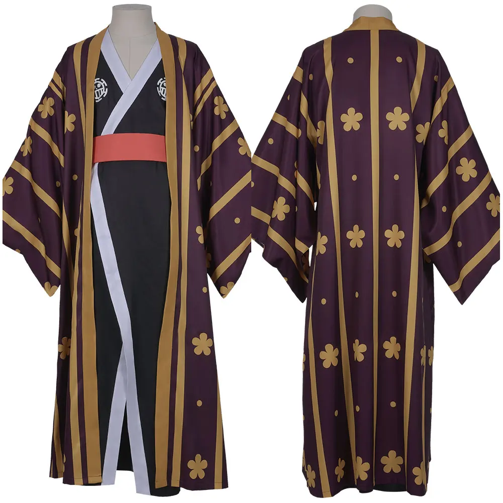 

One Piece Trafalgar Law/Trafalgar D Water Law Cosplay Costume Kimono Robe Full Suit Outfit Halloween Carnival Costumes