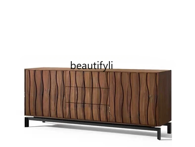 

Nordic Solid Wood Sideboard Walnut Living Room Locker Charming Style Hallway Modern Minimalist Bedroom Storage Cabinet