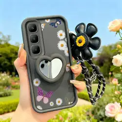 Butterfly - Themed Phone Accessory Set: Includes Phone Case, Lanyard, and Craft Embellishments for Infinix Hot 60 (Black)