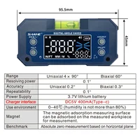SHAHE Dual Axis Digital Protractor Inclinometer Rechargable Digital Angle Finder Level Box With Optional Wireless transmission 2