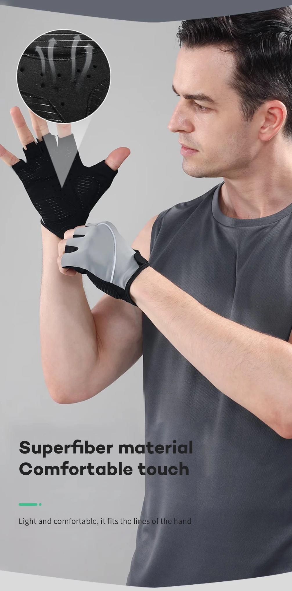 Radfahren Fahrrad Handschuhe Halb Finger Stoßfest Atmungsaktiv MTB Mountainbike Sport Handschuhe Männer Frauen Radfahren Kurze Handschuhe – Detail 4